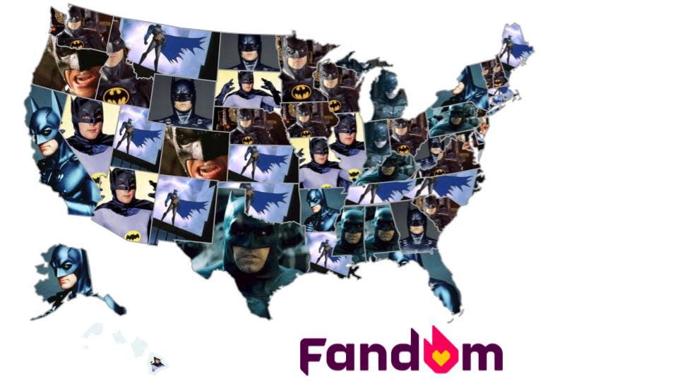 Fan site Fandom charted each state's favorite Batman, based on searches of its wiki pages.