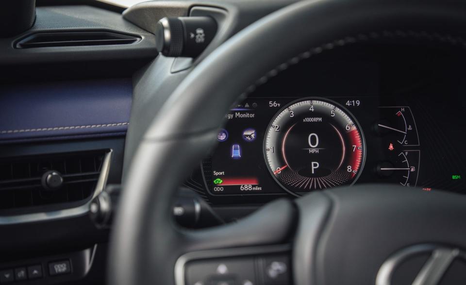 <p>Interior materials are excellent, and the virtual gauges behind the steering wheel are as elegant as in the rest of the Lexus lineup.</p>