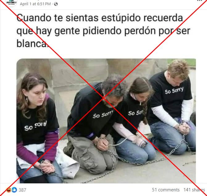 <span>Captura de pantalla de una publicación en Facebook, realizada el 4 de abril de 2024 </span>