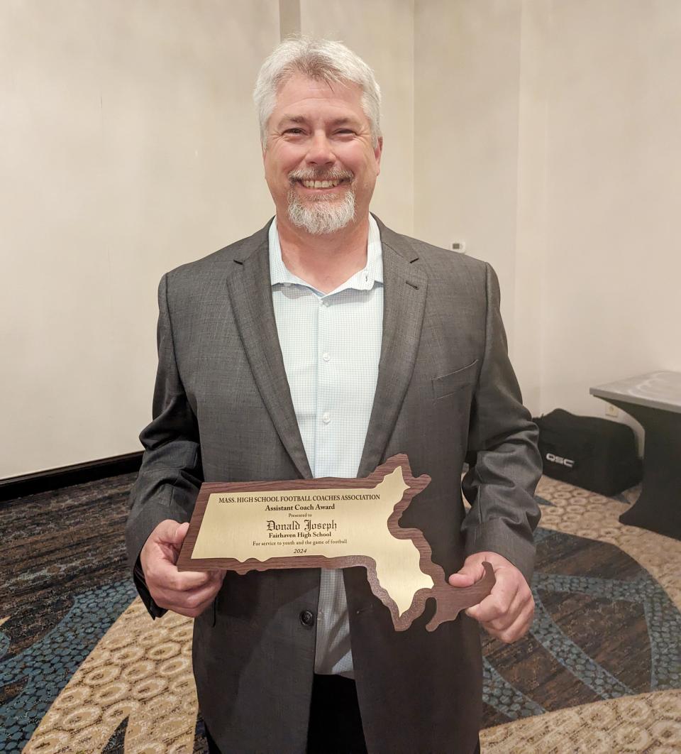 Fairhaven's Donnie Joseph was one of seven assistant coaches honored Sunday night at this year's banquet for the Massachusetts High School Football Coaches Association.