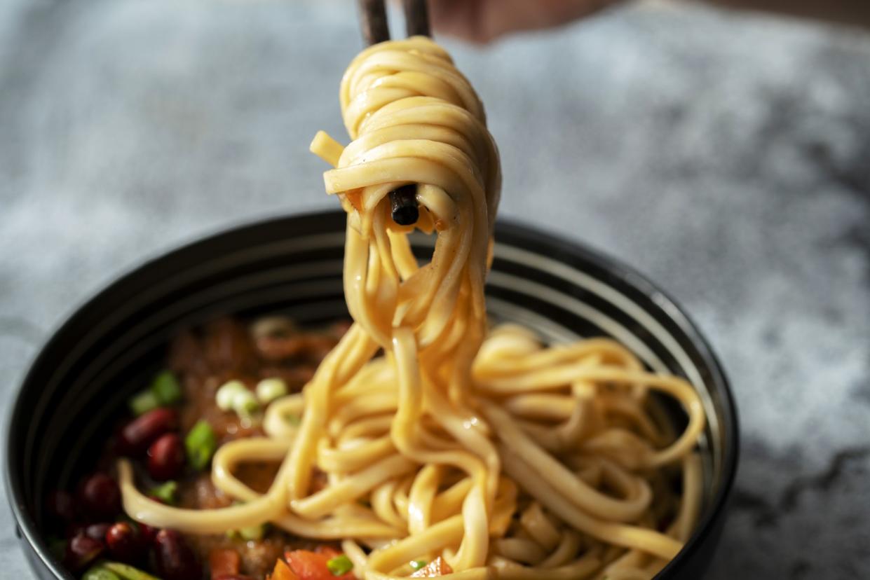 Chinese noodles with braised pork chop