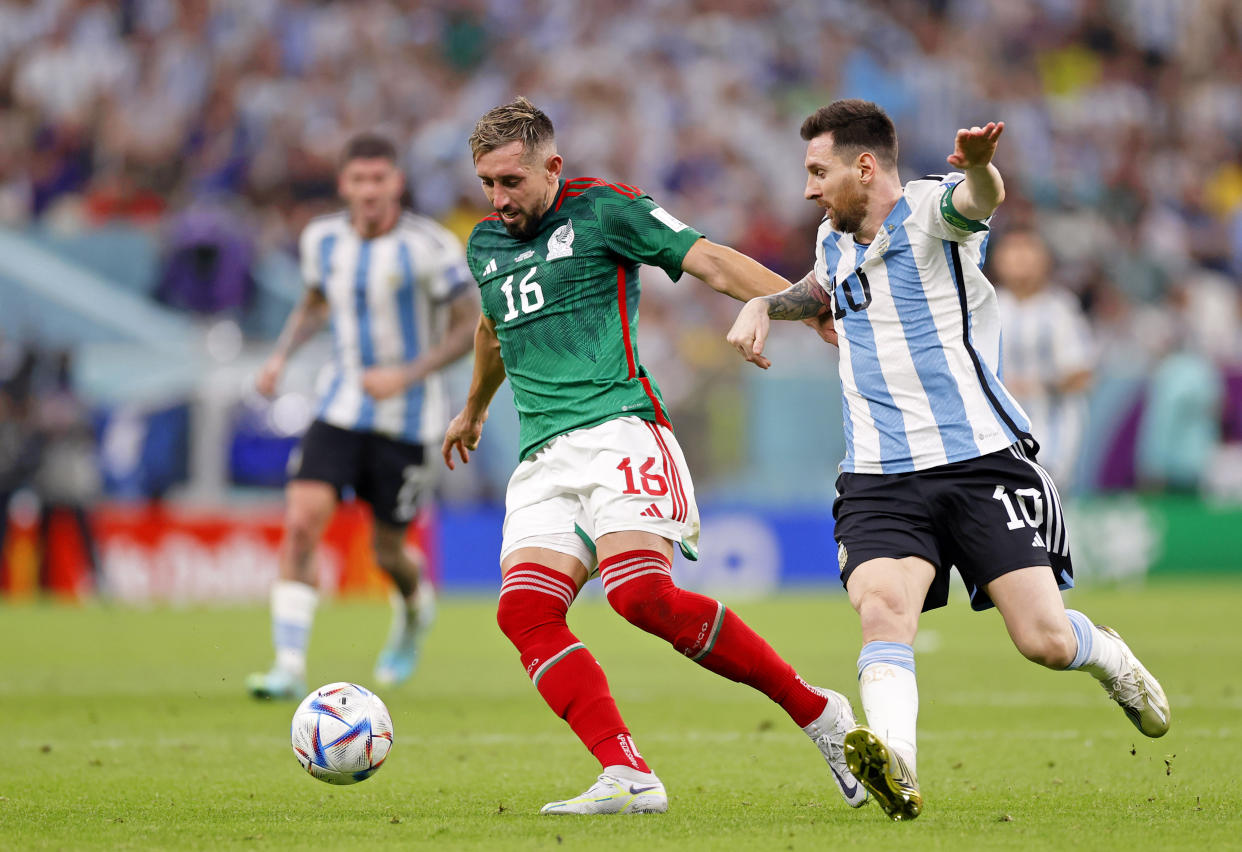 Messi enfrentando a México en el Mundial de Qatar 2022. (Getty Images)