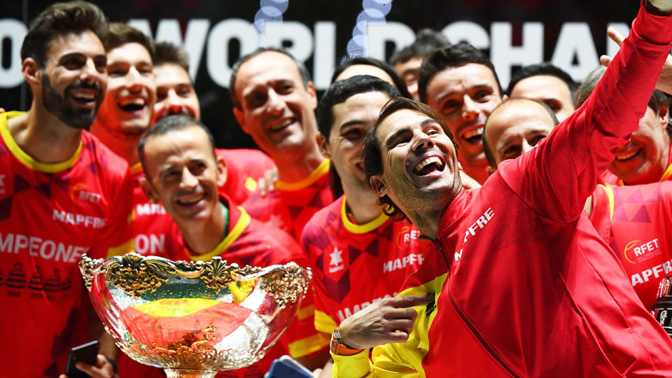 Pictured here, Team Spain celebrate their Davis Cup title triumph.