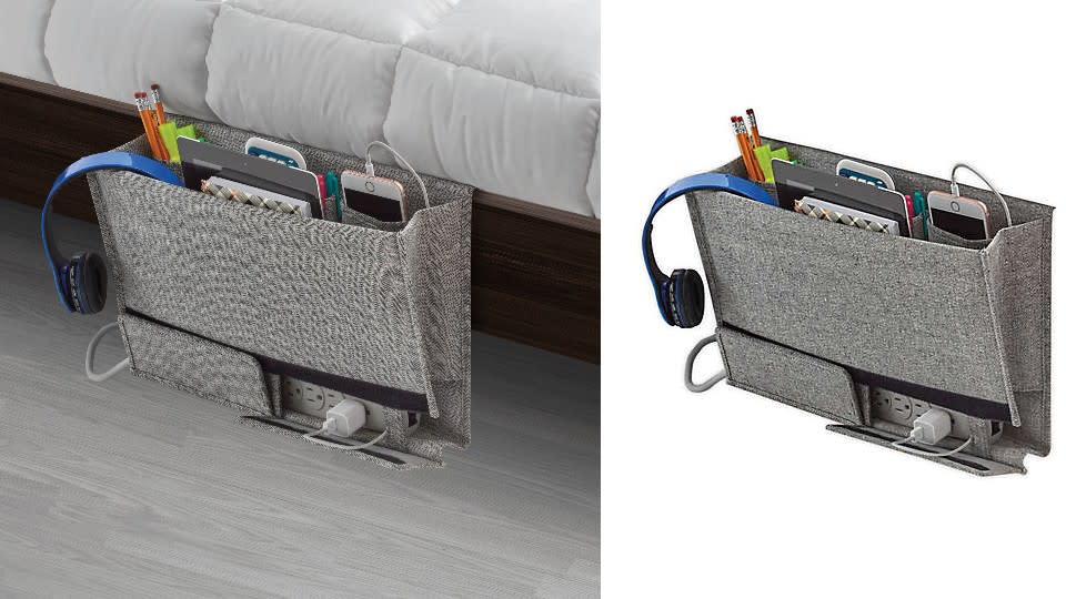 Squared Away™ Arrow Weave Bedside Caddy in Grey - Bed Bath & Beyond, $35