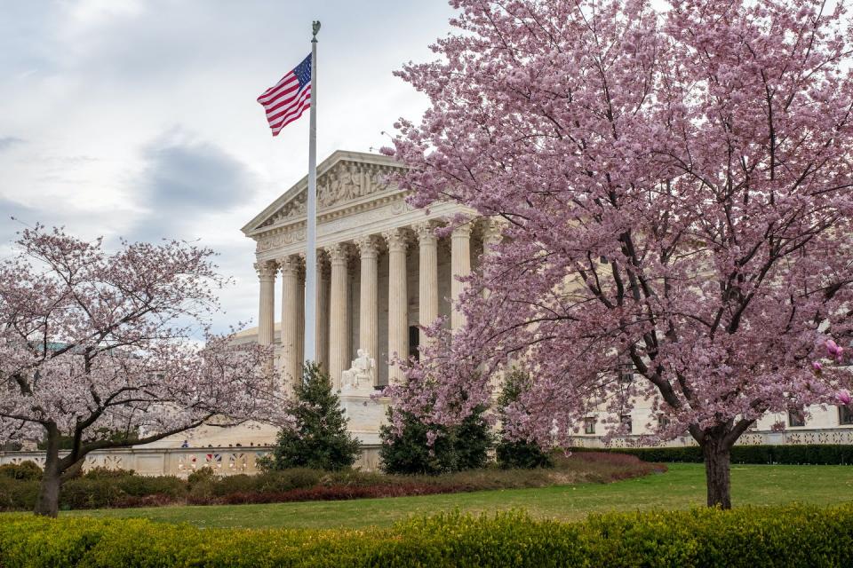 New justices, new views. <a href="https://www.gettyimages.com/detail/photo/supreme-court-and-cherry-blossoms-royalty-free-image/1399070257?phrase=supreme+court&adppopup=true" rel="nofollow noopener" target="_blank" data-ylk="slk:John Baggaley/Moment via Getty Images;elm:context_link;itc:0;sec:content-canvas" class="link ">John Baggaley/Moment via Getty Images</a>