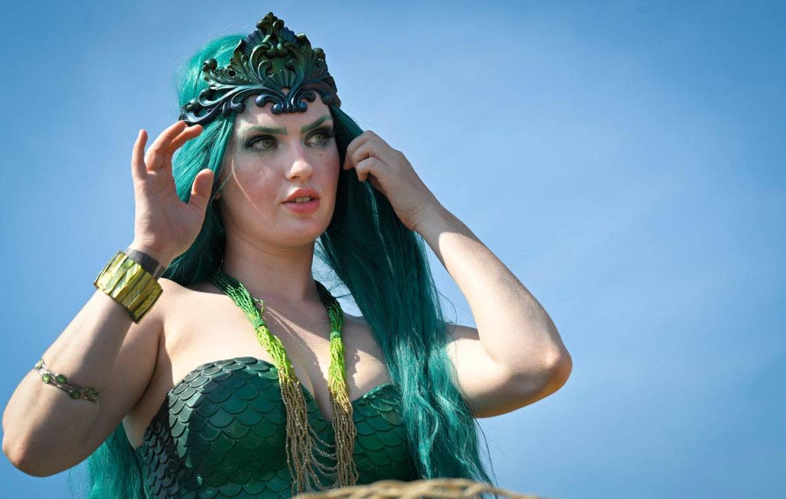 Laurel Heck as Mermaid Laguna in elaborate costuming which is required for the mermaids and all of the character actors at The Storybook Forest.