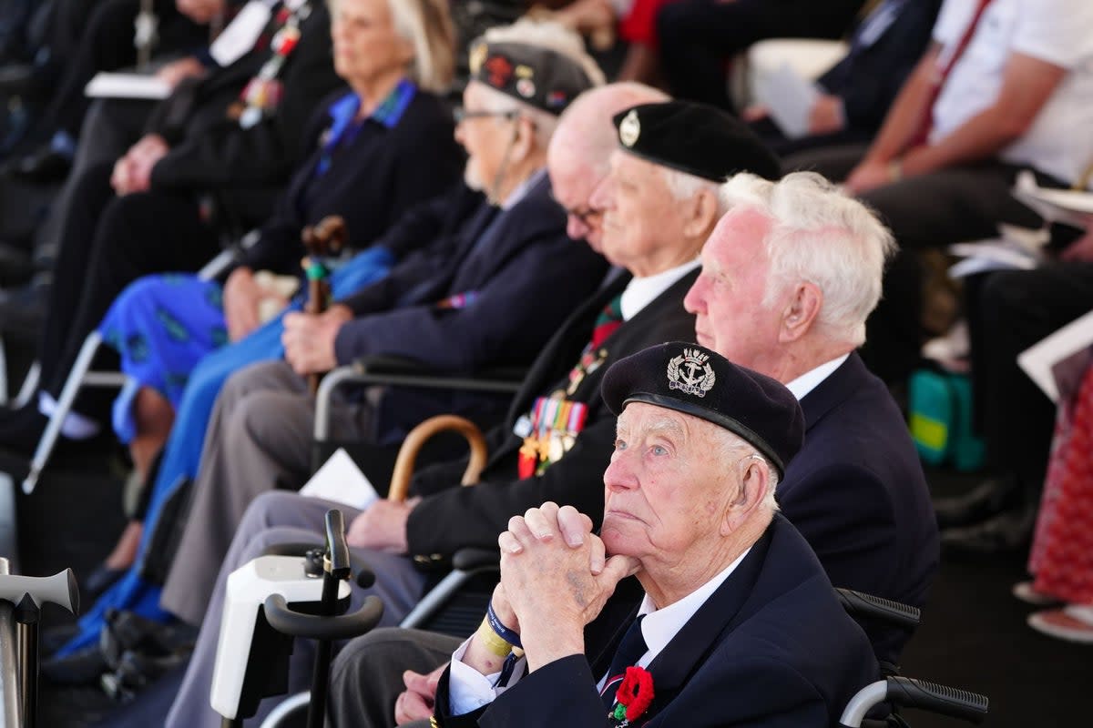 Veterans looks on during the UK national commemorative event for the 80th anniversary of D-Day, held at the British Normandy Memorial in Ver-sur-Mer, Normandy (Jane Barlow/PA Wire)