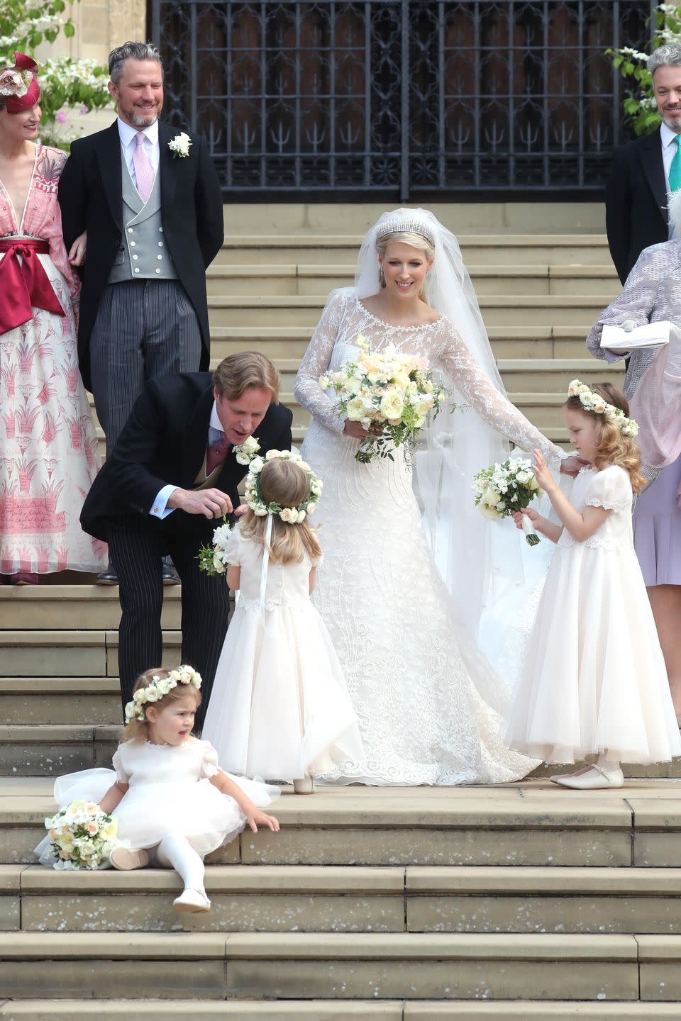 A playful moment with the bridal party