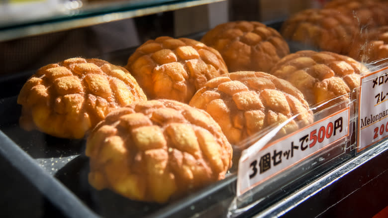 Japanese sweet melon bread sold at store