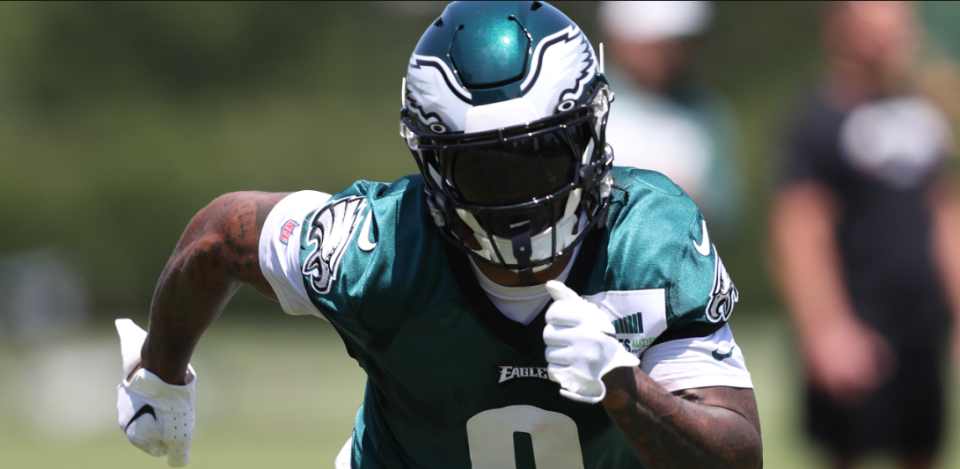 D'Andre Swift at Eagles OTAs. Photo credit: Kiel Leggere