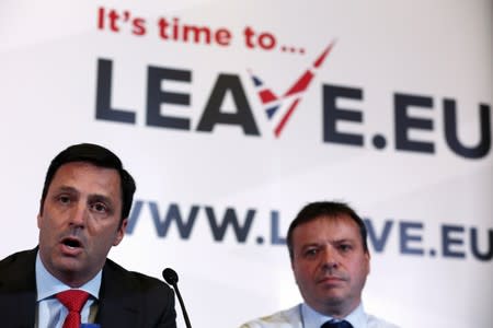 Gerry Gunster, a Washington-based strategist hired by the Leave.EU campaign speaks during a Leave.EU news conference in central London