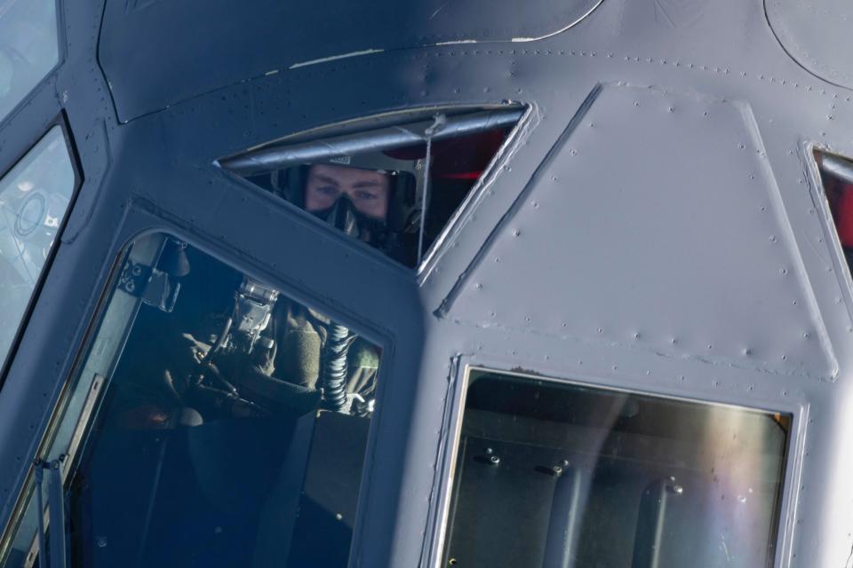 Air Force B-52 bomber pilot refueling