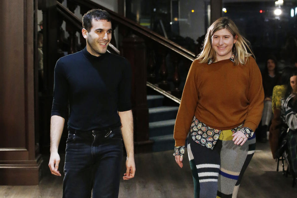 Mike Eckhaus and Zoe Latta on the catwalk - Credit: Aitor Rosas Sune/WWD