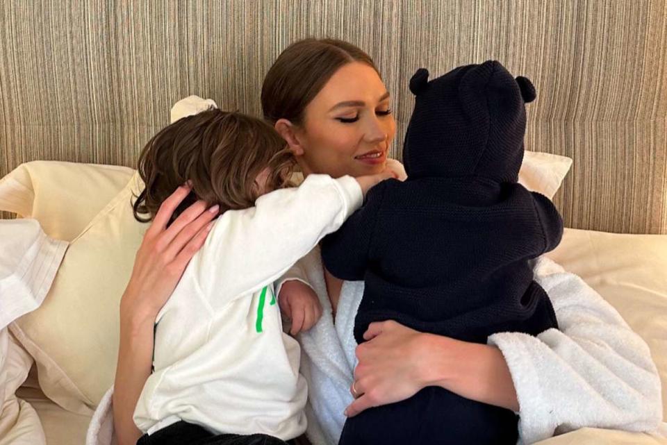 <p>Karlie Kloss/Instagram</p> Karlie Kloss with her sons Elijah and Levi 