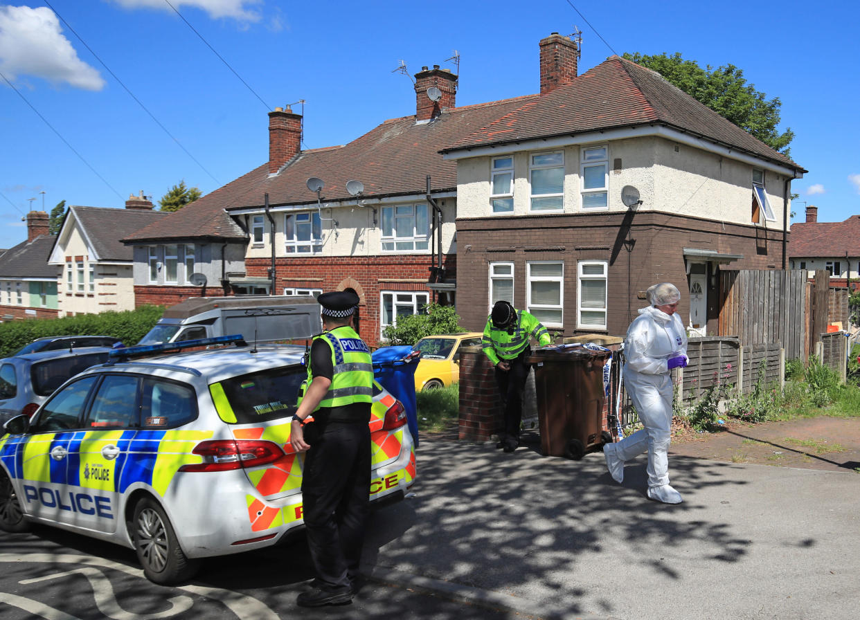 File photo dated 24/5/2019 of police at a property on Gregg House Road in Shiregreen, Sheffield, after six children were taken to hospital following a "serious incident". A man and a woman will appear in court charged with murdering two boys aged 13 and 14. PRESS ASSOCIATION Photo. Issue date: Friday May 24, 2019. The woman also faces three counts of attempted murder following the incident at a house in the Shiregreen area of Sheffield on Friday. See PA story COURTS Sheffield. Photo credit should read: Danny Lawson/PA Wire 