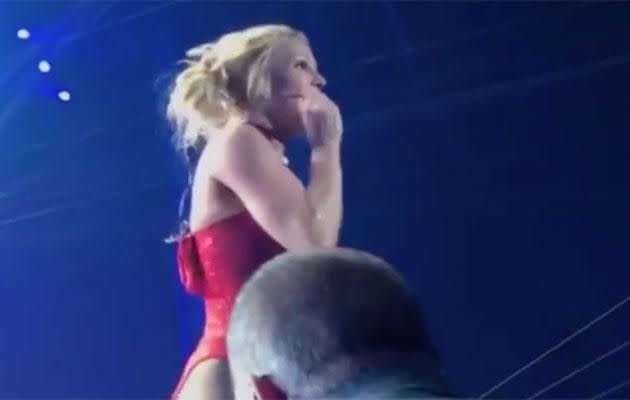 Britney was performing at her Las Vegas show when the incident took place. Source: TMZ