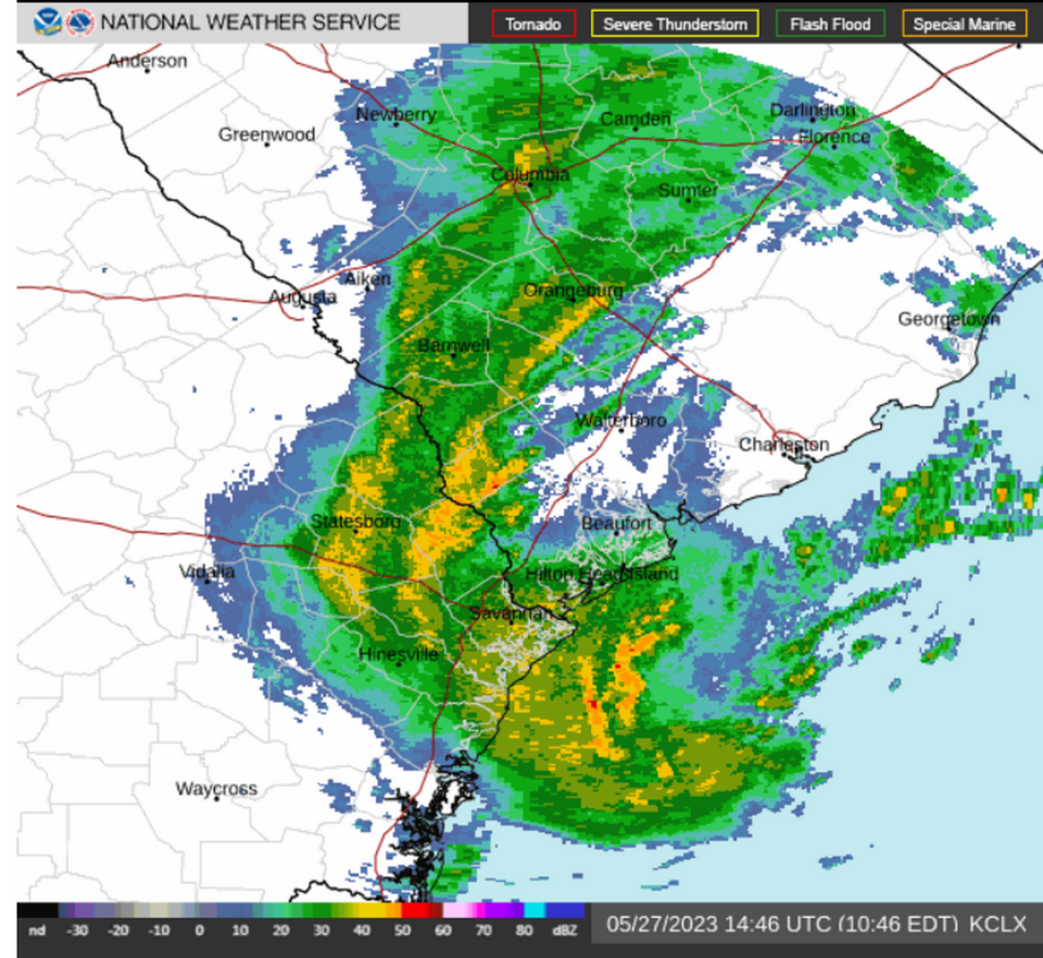 National Weather Service radar on Saturday at 11 a.m.