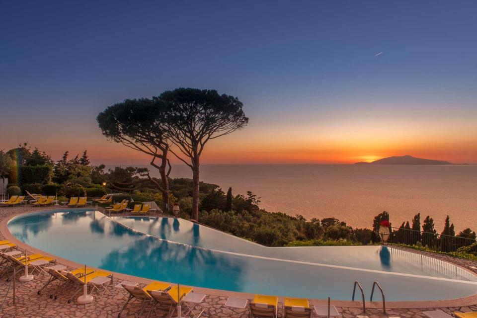 Swimming pool at sunset at Hotel Caesar Augustus