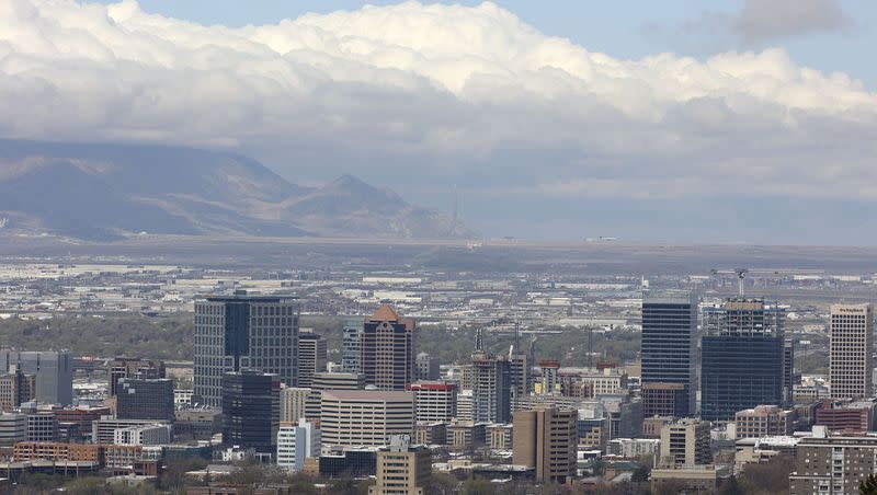 Clouds hang over the Salt Lake Valley on April 27, 2021. Salt Lake City is among several Utah communities to be rated among the best in the U.S. in terms of growth and resilience.