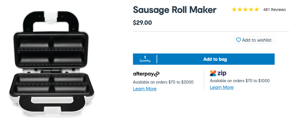 Product shot of the Kmart Sausage roll maker