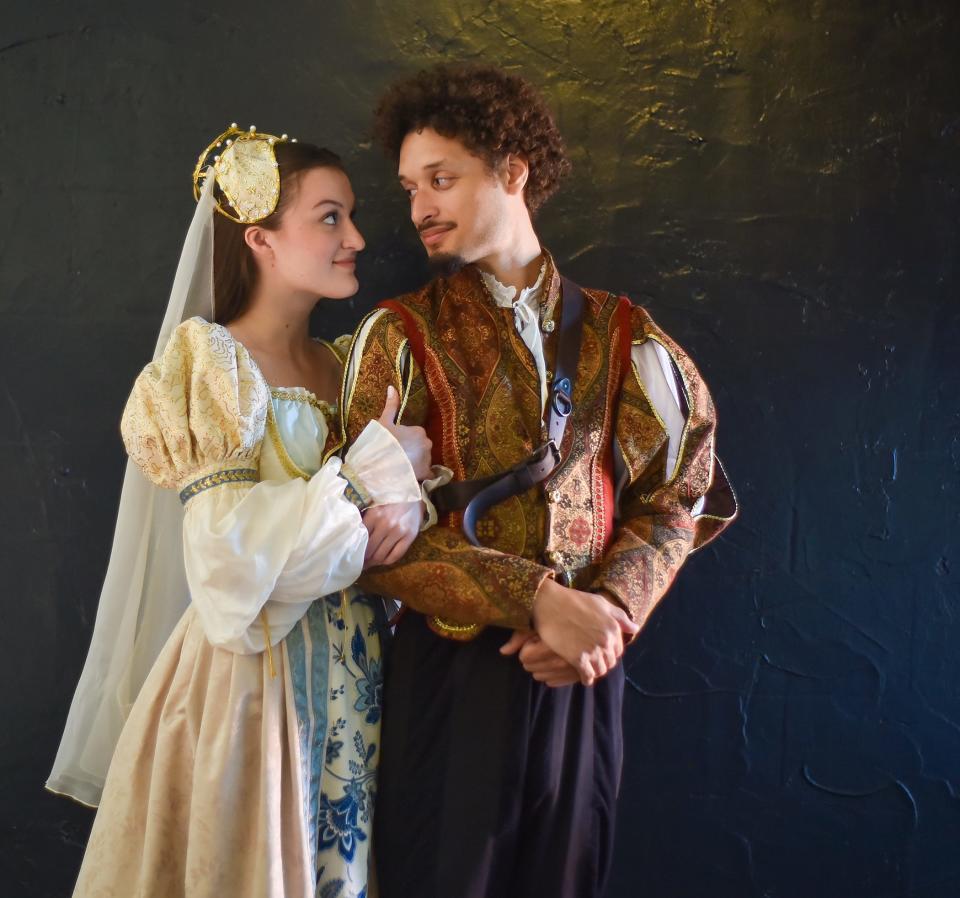 From left, Bell Reeves stars as Juliet and Jose Antonio Otero as Romeo in Oklahoma Shakespeare in the Park's outdoor production of "Romeo & Juliet" Sept. 14-24 in The Shakespeare Gardens in the Paseo Arts District.