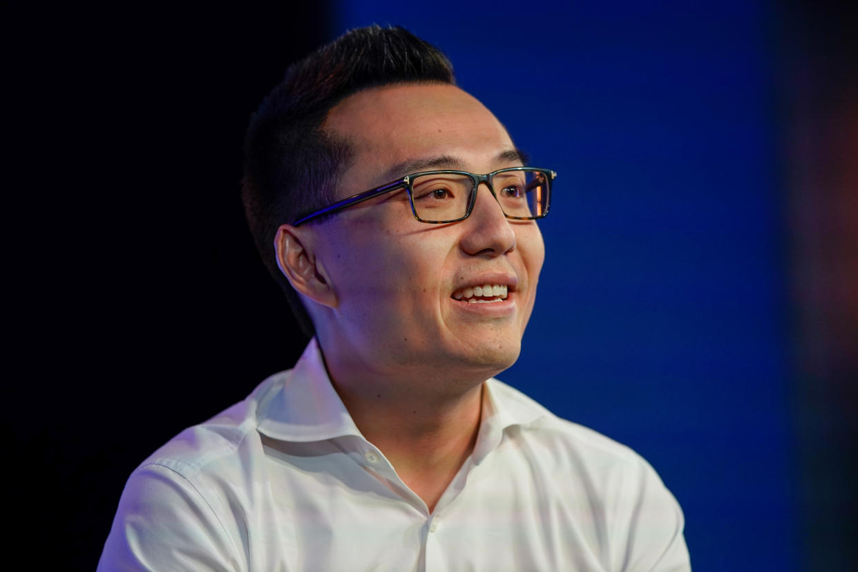 Tony Xu, co-founder and CEO of DoorDash speaks at the WSJTECH live conference in Laguna Beach, California, U.S. October 22, 2019.    REUTERS/ Mike Blake