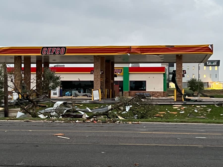 Storm damage in Temple, Texas from a tornado that moved through the area on May 22, 2024 (KXAN Photo/Todd Bailey)