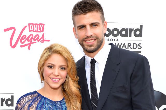 <p>Bryan Steffy/Billboard Awards 2014/Getty</p> Shakira and Gerard Piqué, 2014