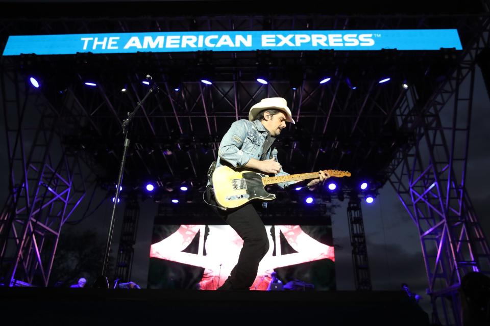 Brad Paisley performs at The American Express Golf Tournament at PGA West in La Quinta, Calif., on Saturday, Jan. 22, 2022. 