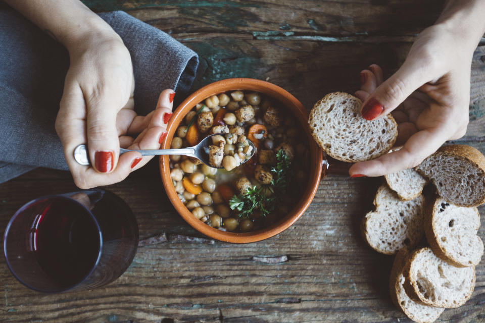 legumes, veg and bread