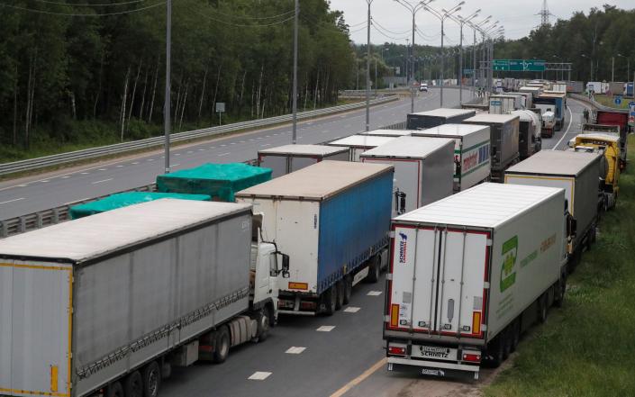 Mandatory Credit: Photo by MAXIM SHIPENKOV/EPA-EFE/Shutterstock (13982534p) Vehicles stand in traffic on the M-4 Don road in the Moscow region, Russia, 24 June 2023. Counter-terrorism measures were enforced in Moscow and other Russian regions after private military company (PMC) Wagner Group&#39;s chief claimed that his troops had occupied the building of the headquarters of the Southern Military District in Rostov-on-Don, demanding a meeting with Russia&#39;s defense chiefs. Counter-terrorism measures enforced in Moscow, Russian Federation - 24 Jun 2023