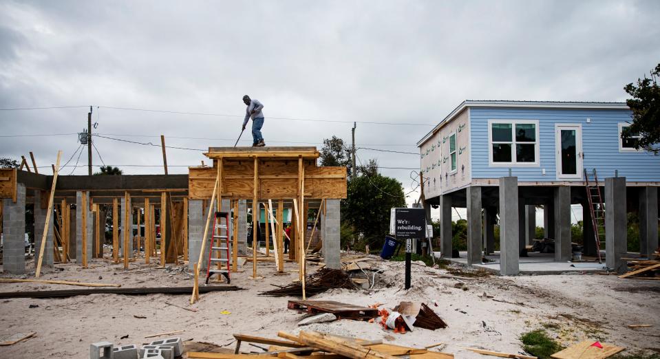 New homes are built on Fort Myers Beach on Thursday, Dec. 14, 2023. This are was ravaged by Hurricane Ian a little over year ago.