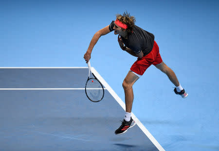 Tennis - ATP Finals - The O2, London, Britain - November 16, 2018 Germany's Alexander Zverev in action during his group stage match against John Isner of the U.S. Action Images via Reuters/Tony O'Brien