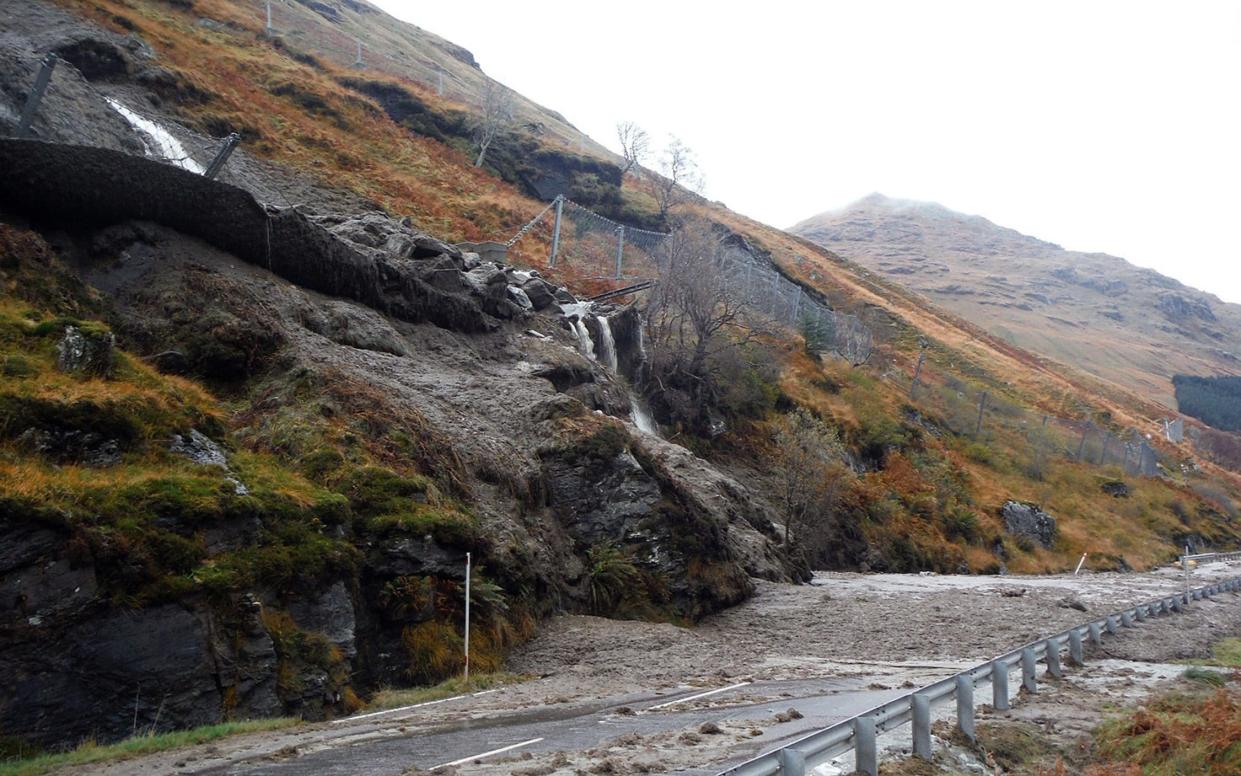 The area has been hit by landslides -  BEAR Scotland/PA