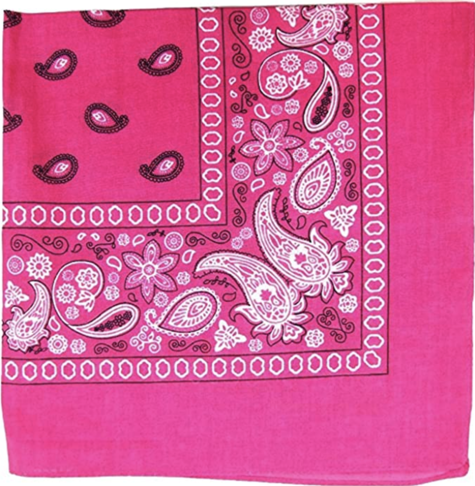 <p><a href="https://www.amazon.com/Novelty-Bandanas-Paisley-Cotton-Pink/dp/B00II9VQLC?tag=syn-yahoo-20&ascsubtag=%5Bartid%7C10065.a.44108633%5Bsrc%7Cyahoo-us" rel="nofollow noopener" target="_blank" data-ylk="slk:Shop Now;elm:context_link;itc:0;sec:content-canvas" class="link ">Shop Now</a></p><p>Novelty Bandanas Paisley Cotton Bandanas Single Pack</p><p>$5.80</p>