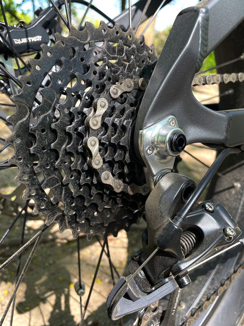 A photo of the nine-speed cassette on the Jeep e-bike. 