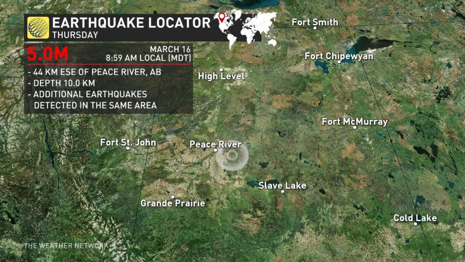 Earthquake ese of Peace River, Alberta - March 16, 2023