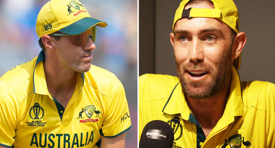 Glenn Maxwell has revealed a funny story about Pat Cummins after their record-breaking stand at the Cricket World Cup. Pic: Getty