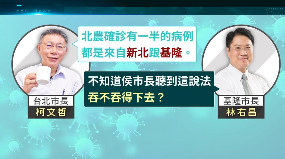 柯文哲將北農染疫案甩鍋給新北市與基隆市。（圖／東森新聞）