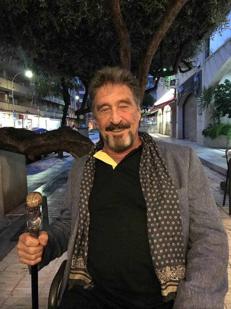 防毒軟體McAfee的創辦人邁克菲（John McAfee）。   圖：翻攝自@officialmcafee推特