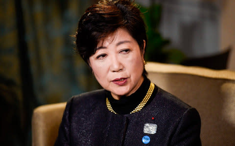 Yuriko Koike, governor of Tokyo and head of the Party of Hope - Credit: STEPHANE DE SAKUTIN/AFP/Getty Images