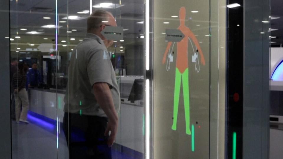 A self-service screening pod is being tested out at the Harry Reid International Airport in Las Vegas.
