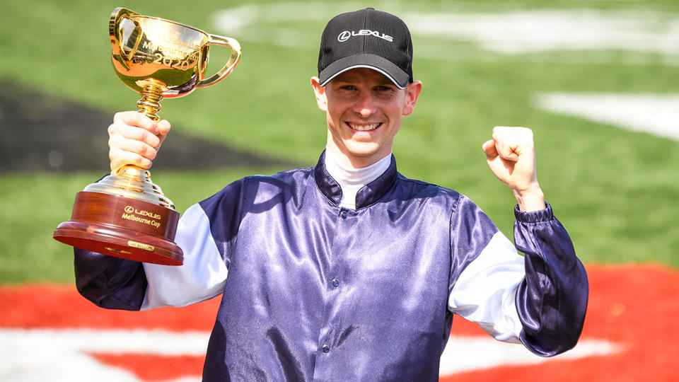 Jye McNeil, pictured here after winning the Melbourne Cup on Twilight Payment.