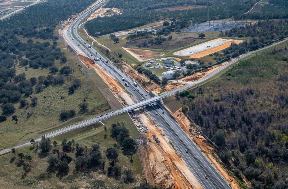 This overhead photo, provided by Florida's Turnpike, shows construction in Lake County in February 2024.