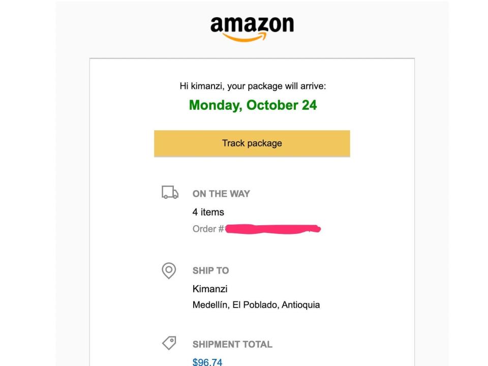 A screenshot of an Amazon order.