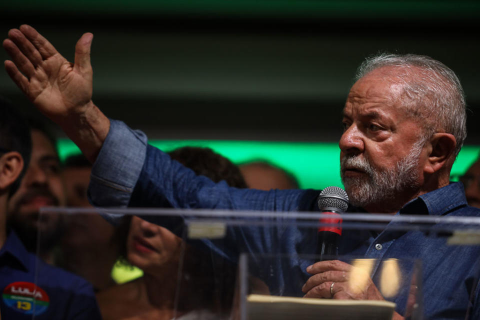 Luiz Inacio Lula da Silva gives a press conference after the election results at the Avenida Paulista, Sao Paulo, Brazil, on October 31 , 2022.<span class="copyright">Danilo Martins Yoshioka—Anadolu Agency/Getty Images</span>