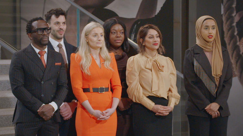 The Apprentice s18,29-02-2024,5,Back Row (L-R): Tre, Steve, Foluso 
Front Row (L-R): Rachael, Raj, Noor,Team Nexus at task briefing,FreemantleMedia Ltd,N/A