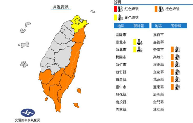 高溫資訊。（圖／中央氣象局）