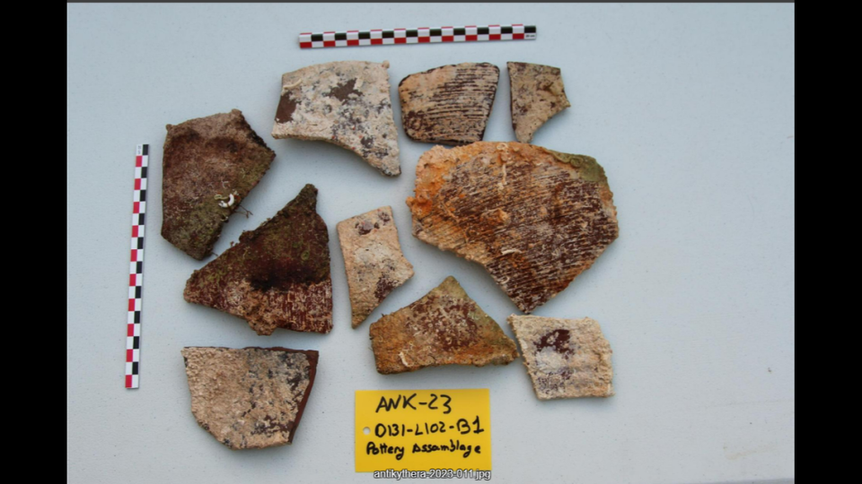 Fragments of ceramics discovered at what experts think is a second shipwreck. Orestes Manousos/Ministry of Culture and Sports