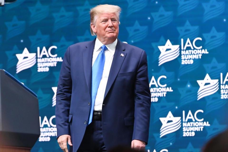 President Donald Trump at the Israeli American Council National Summit in Hollywood, Florida, on Saturday. | Noam Galai/WireImage